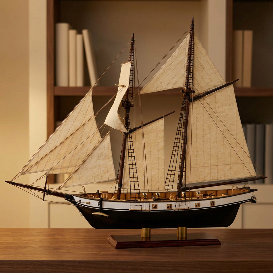 Step 3 of the build: Display it – Wooden Model Ship Kit — The Harvey Sailboat