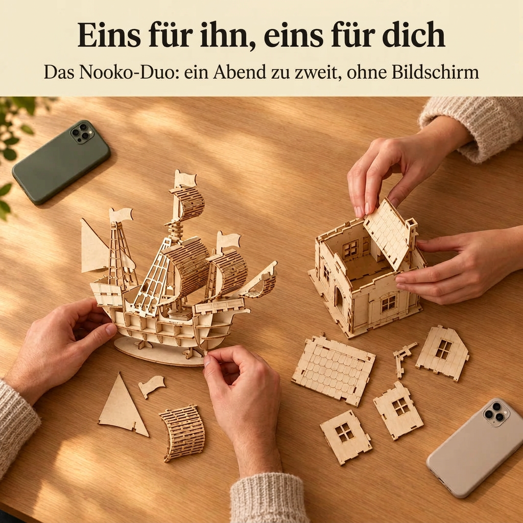 Zwei Personen bauen gemeinsam: das Nooko-Duo
