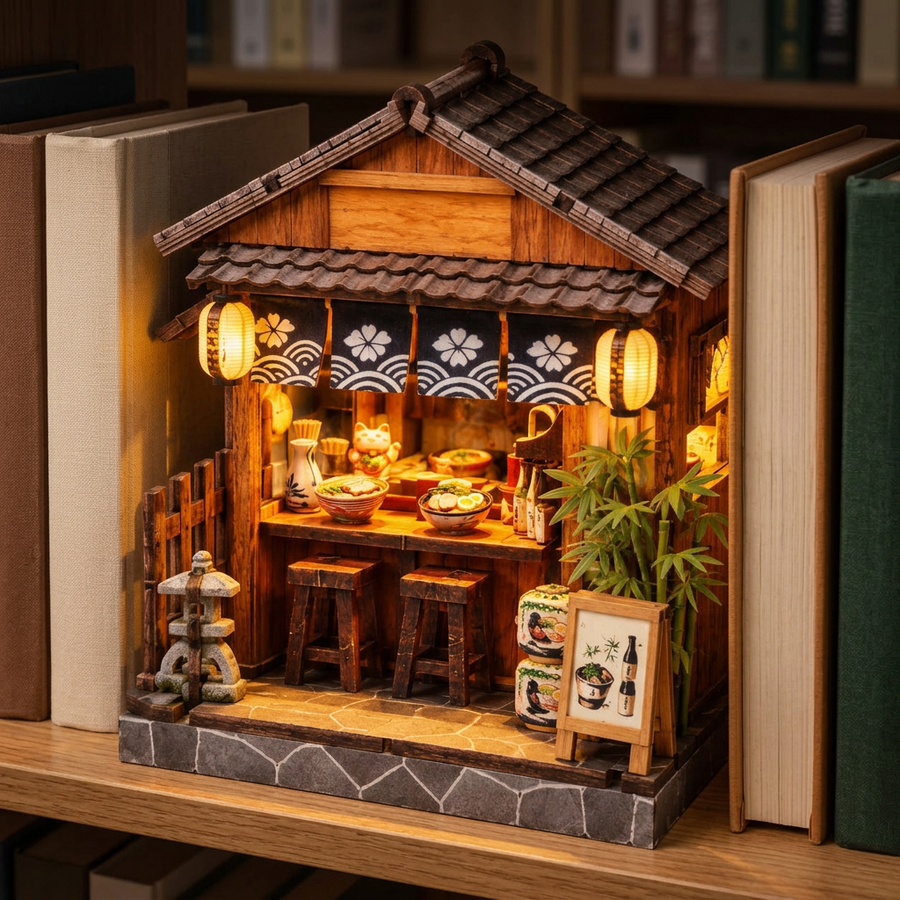 Schritt 3 beim Aufbau: Anknipsen – Book Nook Kleine Izakaya – Japanisches Set im Entdeckerformat mit LED