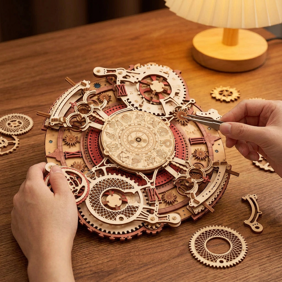 Schritt 2 beim Aufbau: Zusammenbauen – Uhr-Bausatz aus Holz — Die Steampunk-Wanduhr