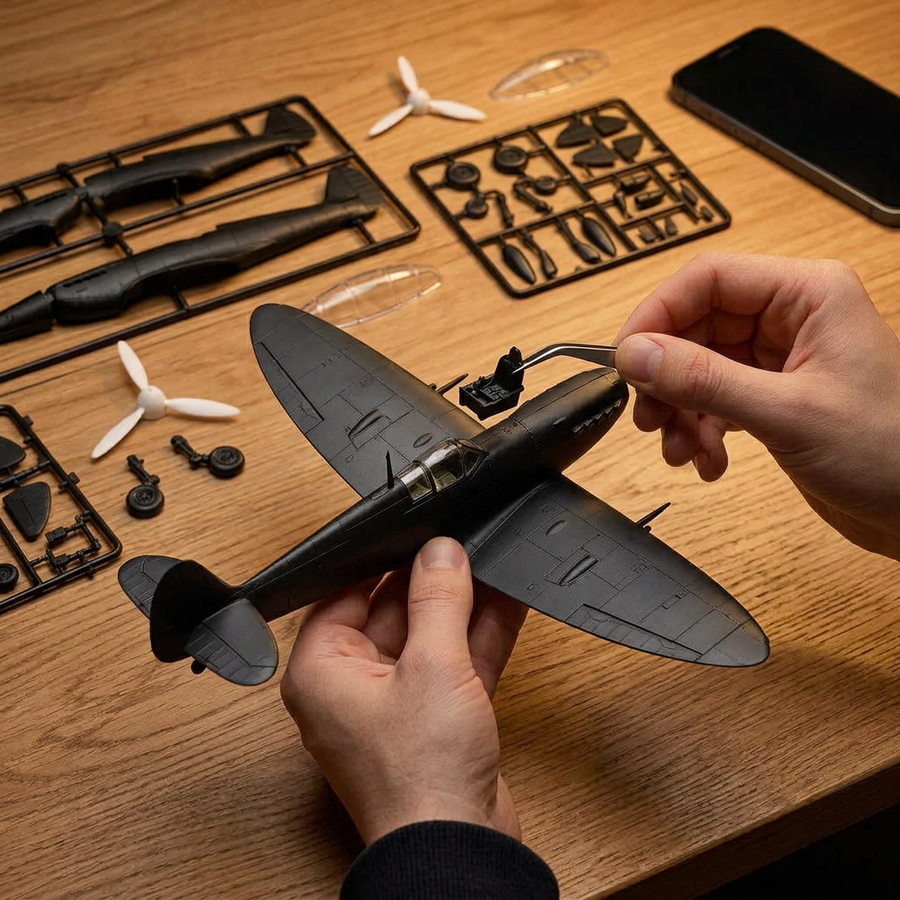 Schritt 2 beim Aufbau: Zusammenbauen – Modellflugzeug Bausatz — Die schwarze Spitfire