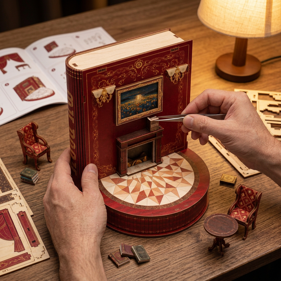 Step 2 of the build: Assemble – Book Nook Storybook Theater — DIY Wooden Kit