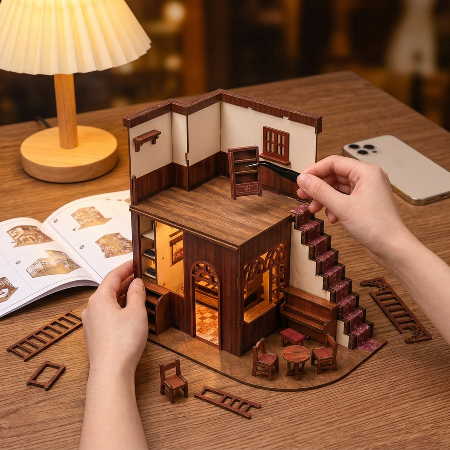 Fase 2 del montaggio: Assemblare – Casa in Miniatura con LED — La Pasticceria all'Angolo