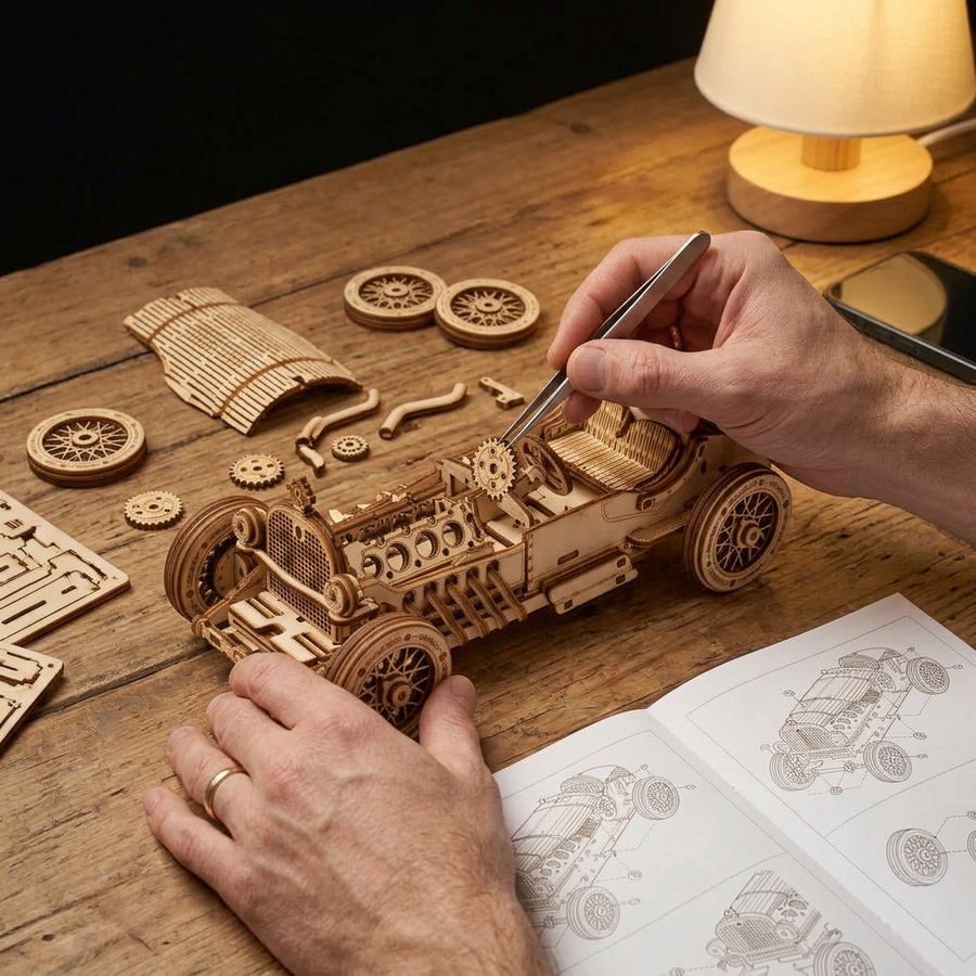 Step 2 of the build: Assemble – Wooden Car Model Kit — The Little Race Car