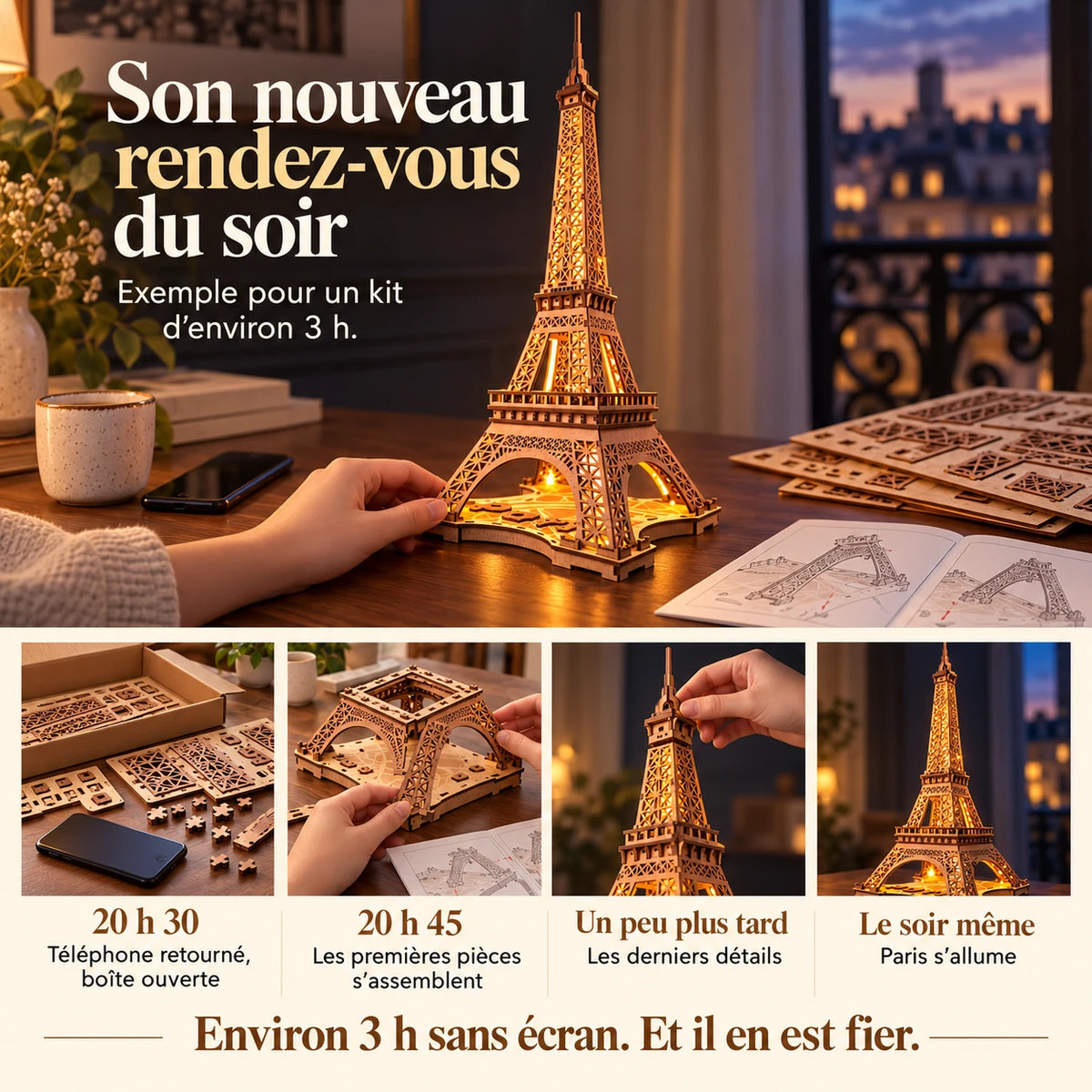 Projet d’environ 3 heures jusqu’à l’allumage d’Une Nuit à Paris