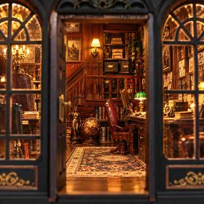 Vue immersive de l'intérieur du book nook L'Agence des Énigmes