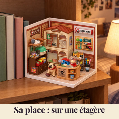 L'Animalerie posée sur une étagère