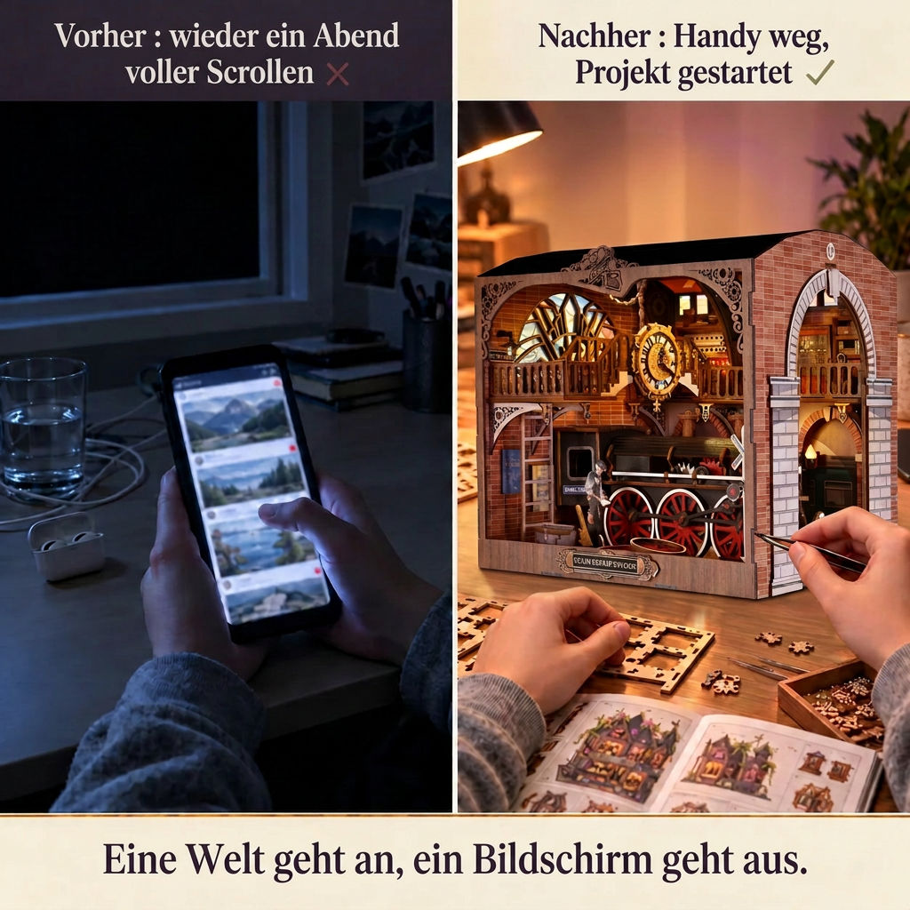 Vorher/Nachher: Handy weg, Aufbau von Lokomotivwerkstatt