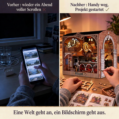 Vorher/Nachher: Handy weg, Aufbau von Lokomotivwerkstatt