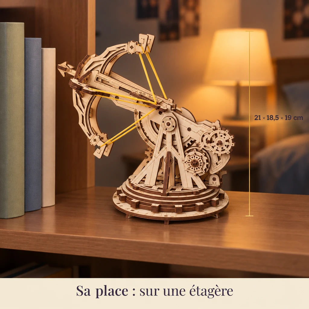 The Rampart Ballista on a shelf, dimensions 21 × 18.5 × 19 cm