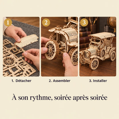 The three build steps of the Vintage Sedan