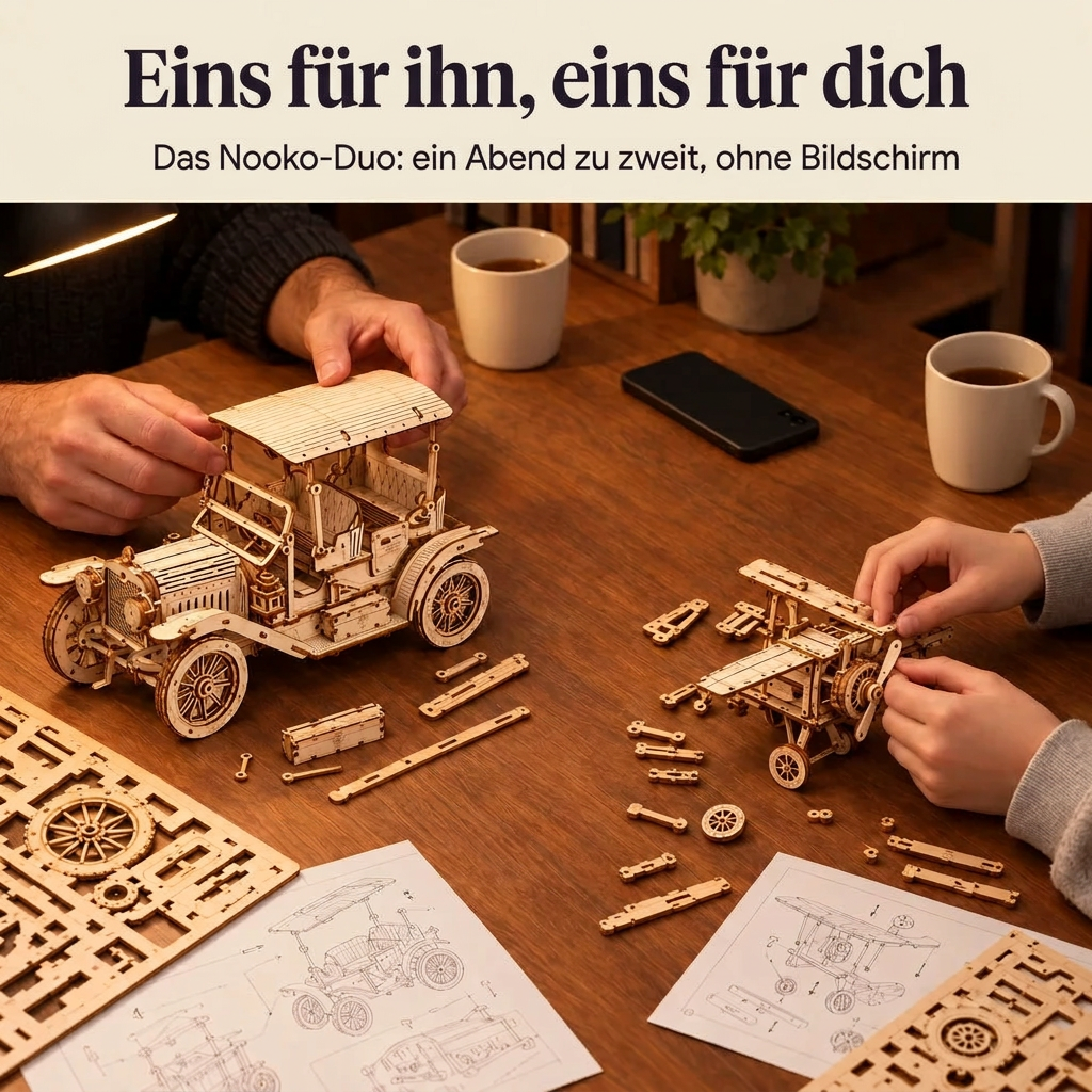 Zwei Personen bauen gemeinsam: das Nooko-Duo
