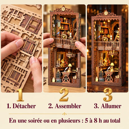 Étapes de montage de La Bibliothèque de l’Horloge jusqu’à l’allumage