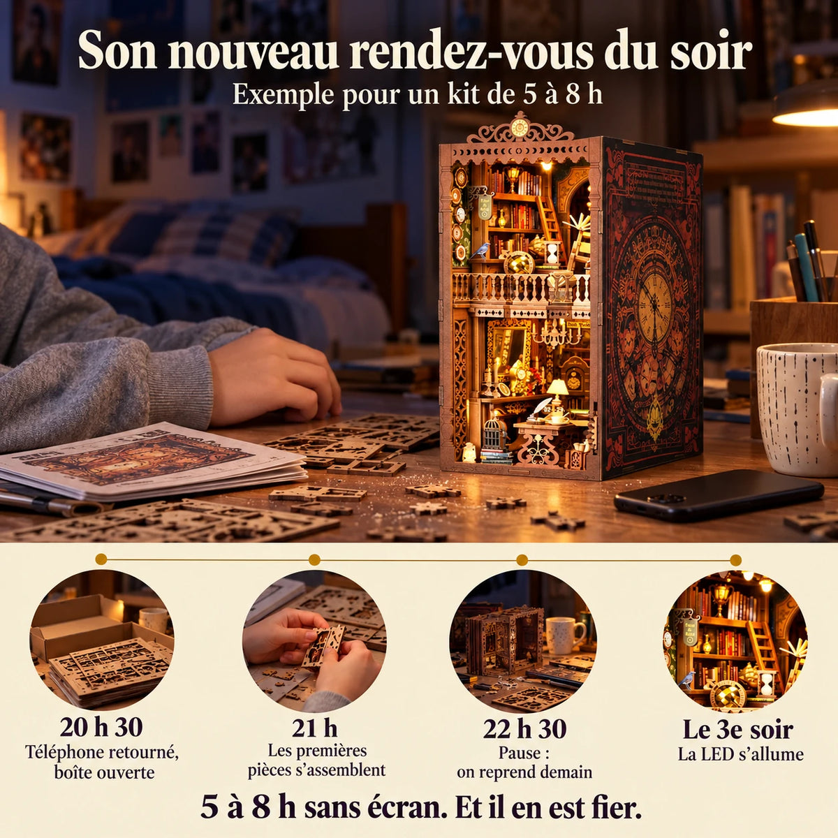 Projet de 5 à 8 heures jusqu’à l’allumage de La Bibliothèque de l’Horloge