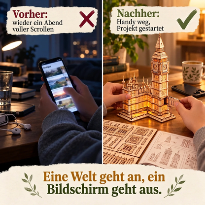 Vorher/Nachher: Handy weg, Aufbau von Leuchtender Big Ben