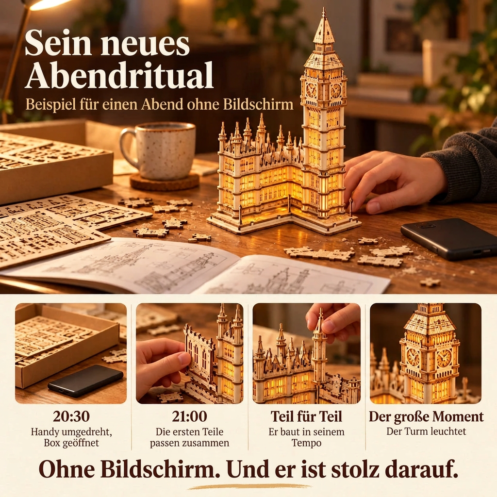 Ein Bauabend mit Leuchtender Big Ben