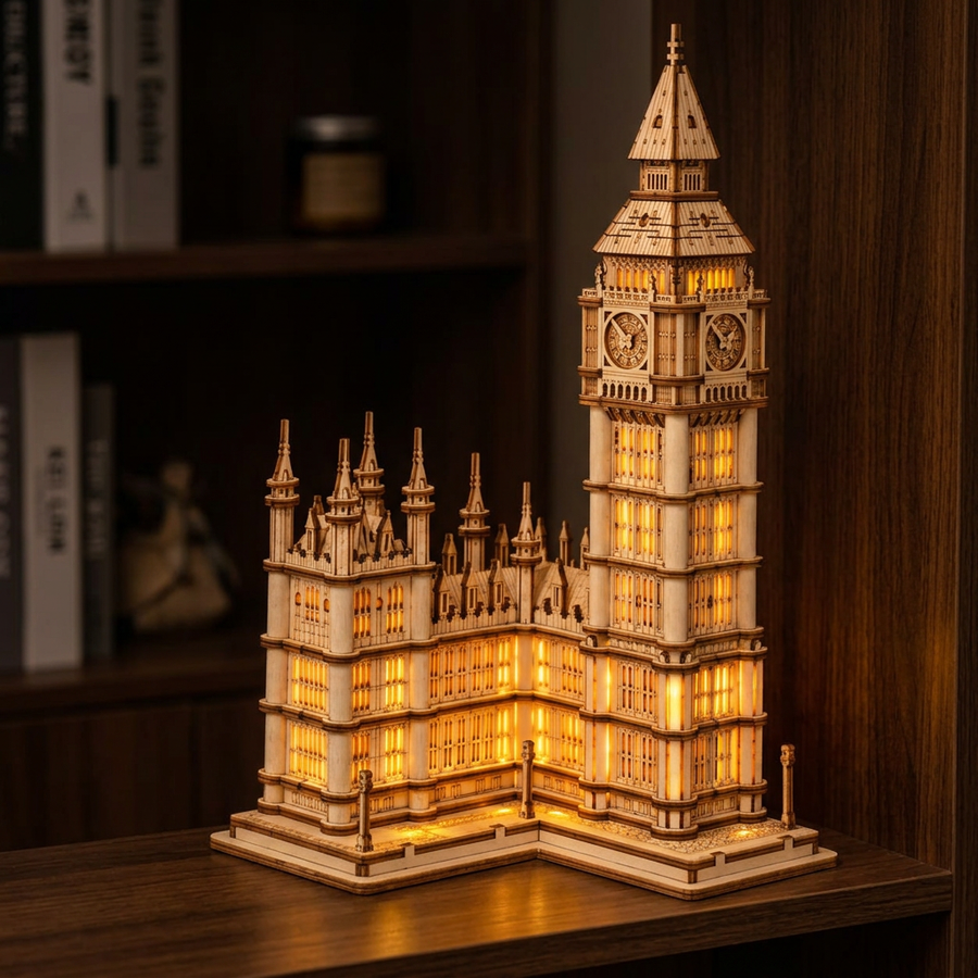 Schritt 3 beim Aufbau: Anknipsen – 3D-Puzzle aus Holz — Der beleuchtete Big Ben