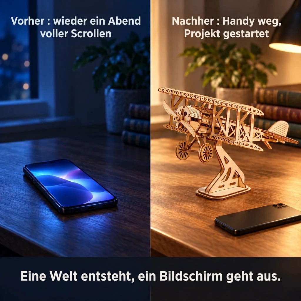 Vorher/Nachher: Handy weg, Aufbau von Doppeldecker