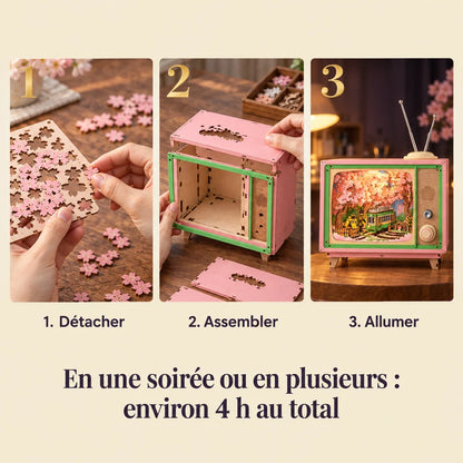 The three build steps of the Sakura Music Box