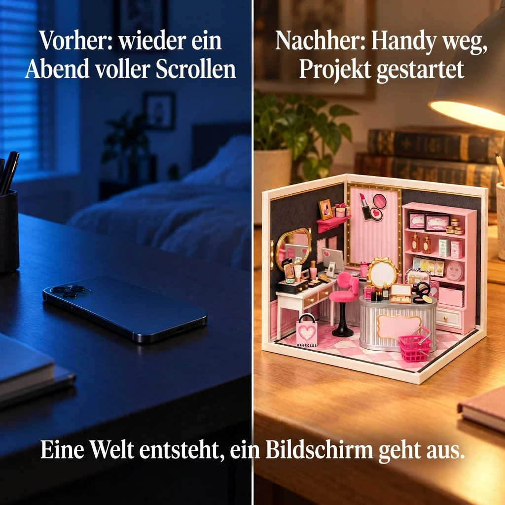 Vorher/Nachher: Handy weg, Aufbau von Schönheitssalon