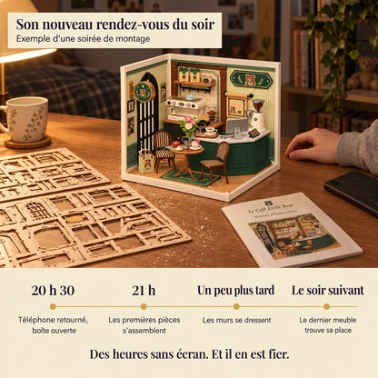 Timeline of an evening building the Little Bear Café, phone face down