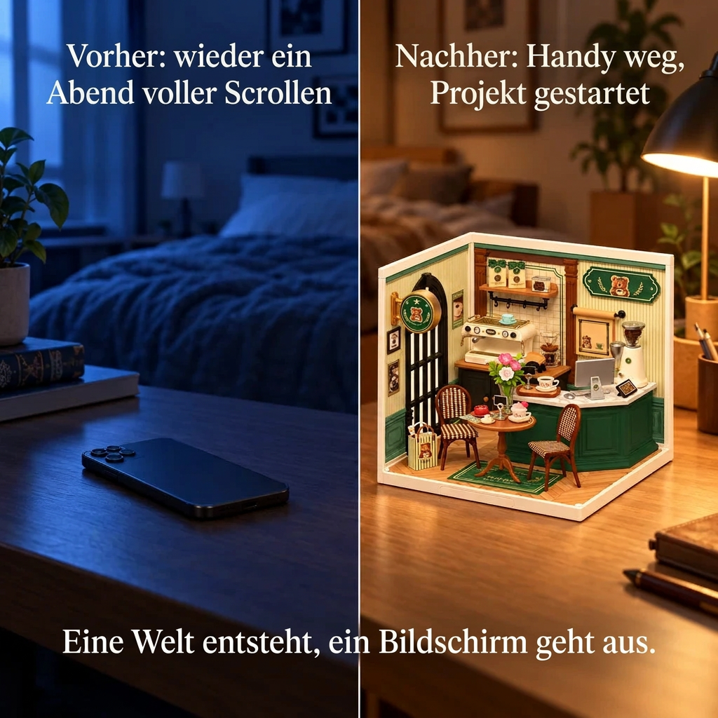 Vorher/Nachher: Handy weg, Aufbau von Café Little Bear