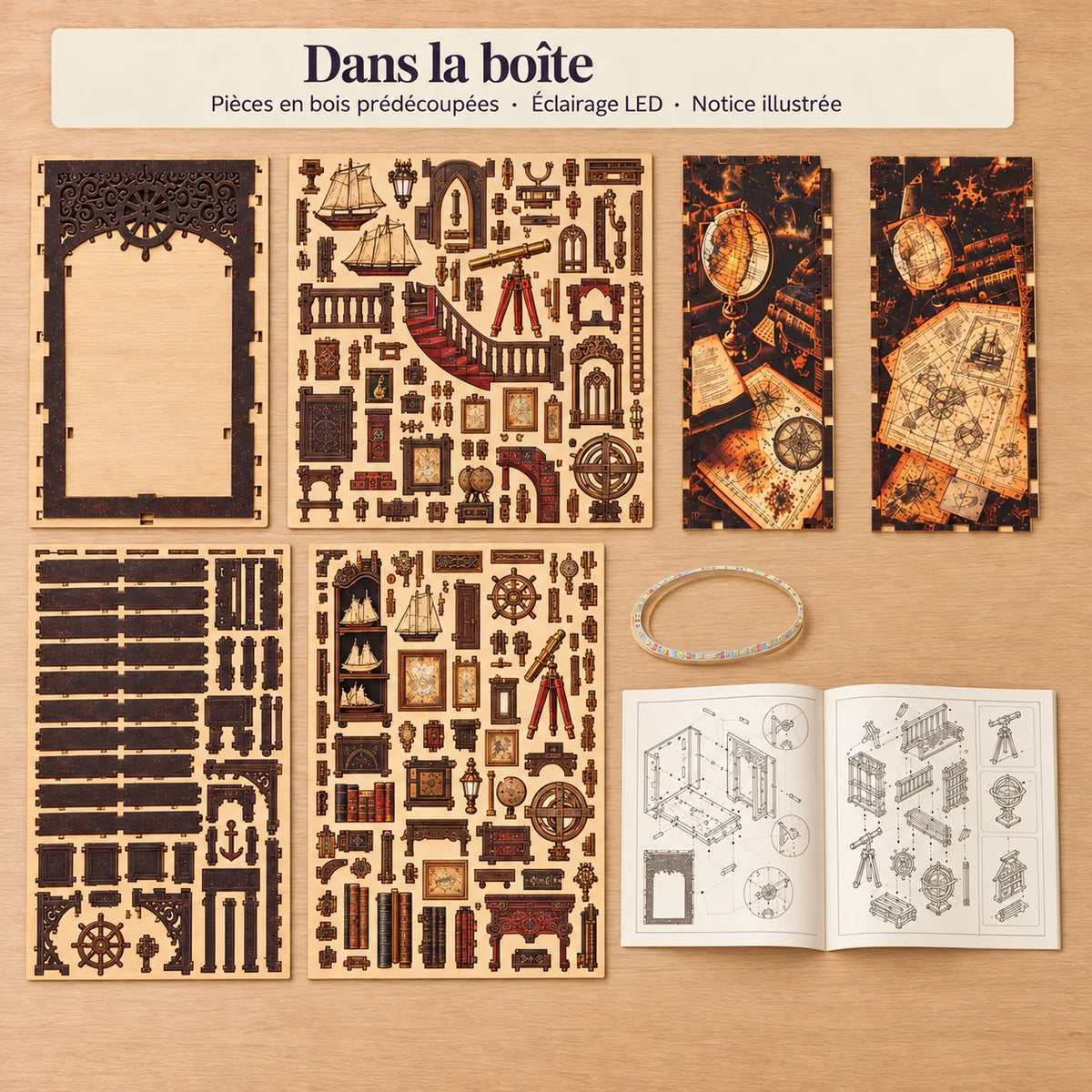 Contenu de la boîte du kit Le Carnet de Voyage