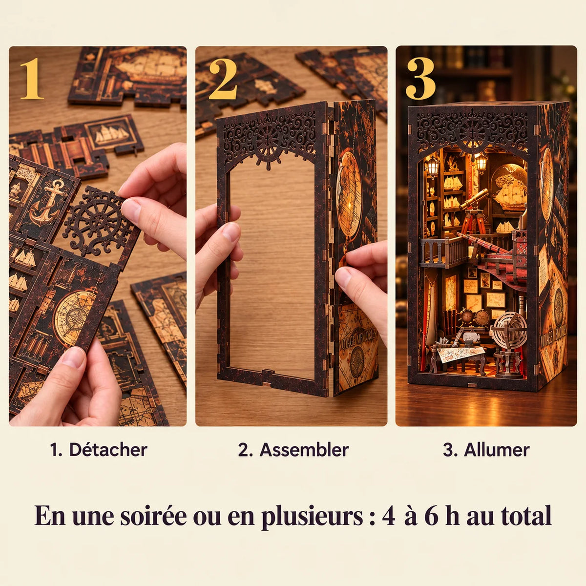 Les trois étapes de montage du Carnet de Voyage