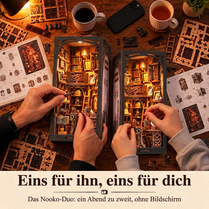 Zwei Personen bauen gemeinsam je eine Dunkelkammer: das Nooko-Duo