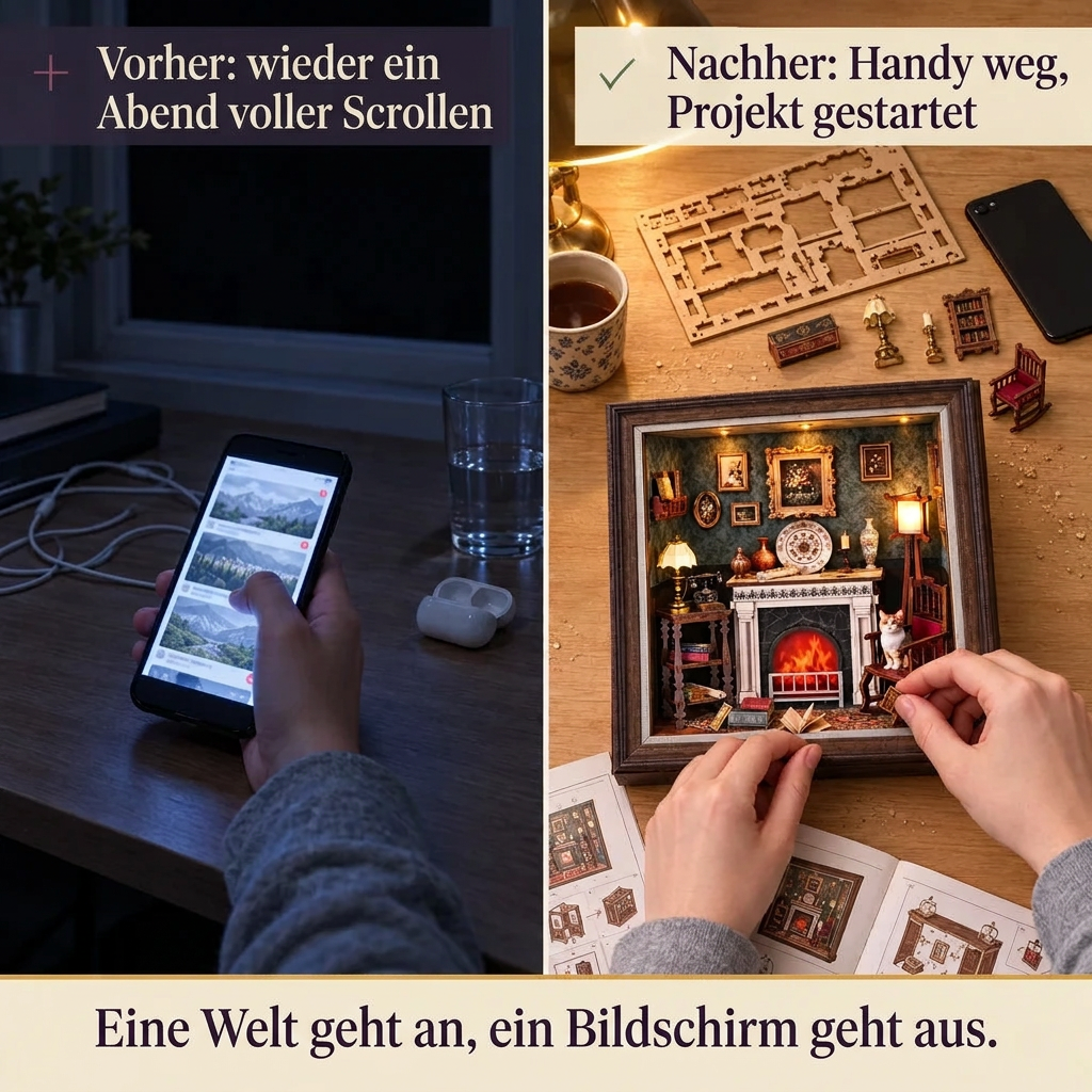 Vorher/Nachher: Handy weg, Aufbau von Am Kaminfeuer