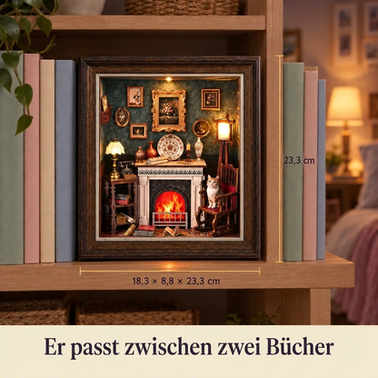 Am Kaminfeuer im Regal