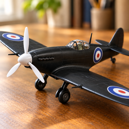 Détail macro de la verrière et de l’hélice du Spitfire