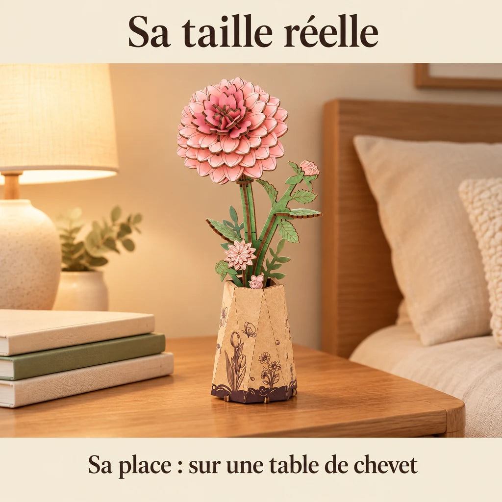 The Dahlia on a nightstand
