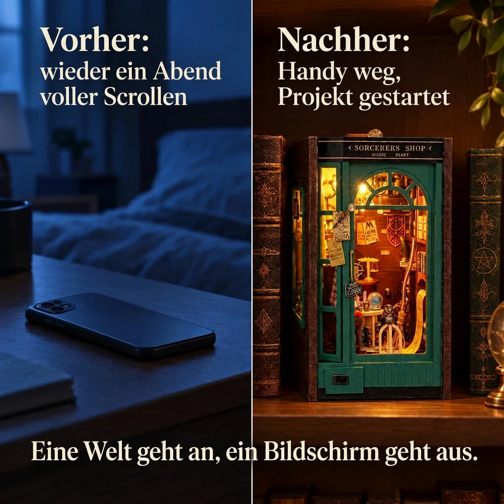 Vorher/Nachher: Handy weg, Aufbau von Laden des Zauberers