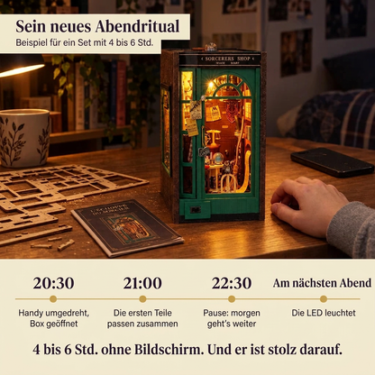 Ein Bauabend mit dem Laden des Zauberers