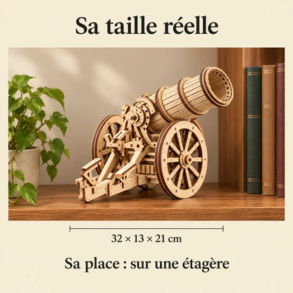 L'Engin de Siège à Roues posé sur une étagère, dimensions 32 × 13 × 21 cm