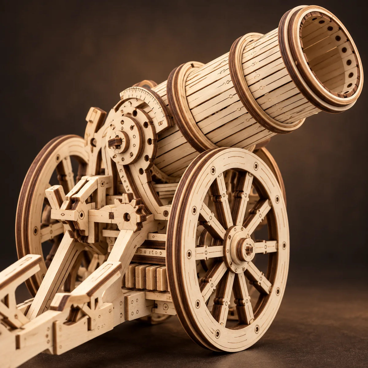 Maquette Mécanique en Bois — L'Engin de Siège à Roues