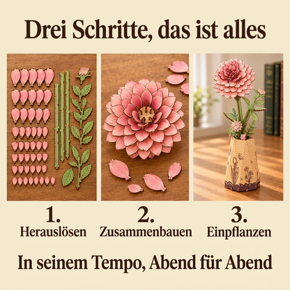 Die Bauschritte von Holzblume Dahlie