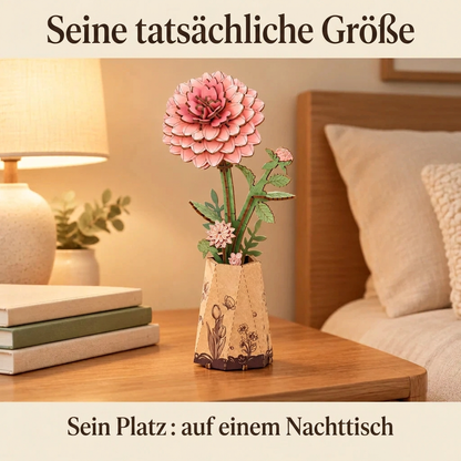 Holzblume Dahlie im Regal