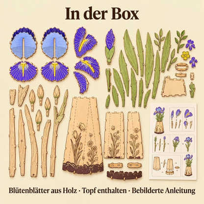 Inhalt des Sets Holzblume Iris