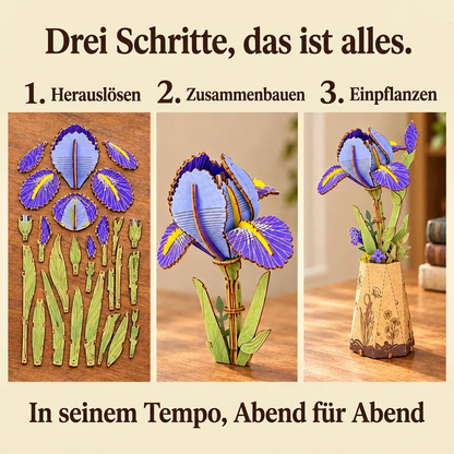 Die Bauschritte von Holzblume Iris