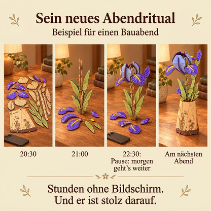 Ein Bauabend mit Holzblume Iris