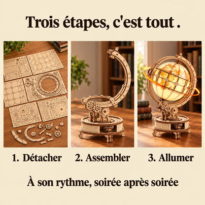 The three build steps of the Illuminated Globe