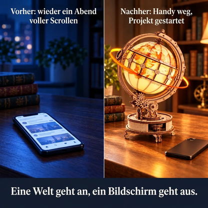 Vorher/Nachher: Handy weg, Aufbau von Leuchtender Globus