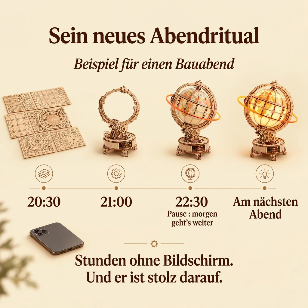 Ein Bauabend mit Leuchtender Globus