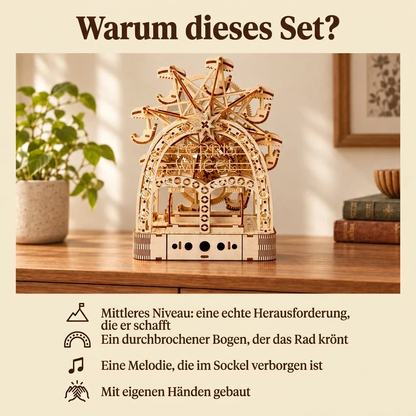 Warum Musikalisches Riesenrad unter dem Bogen: Bauzeit und Niveau