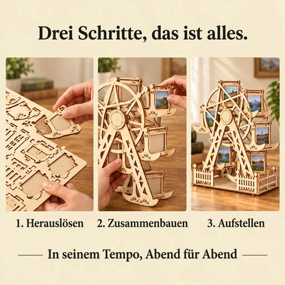 Die Bauschritte von Riesenrad mit Fotohalter