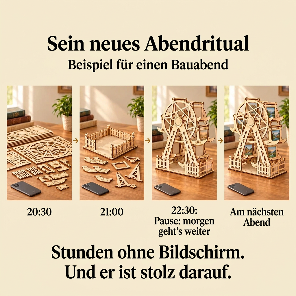Ein Bauabend mit Riesenrad mit Fotohalter