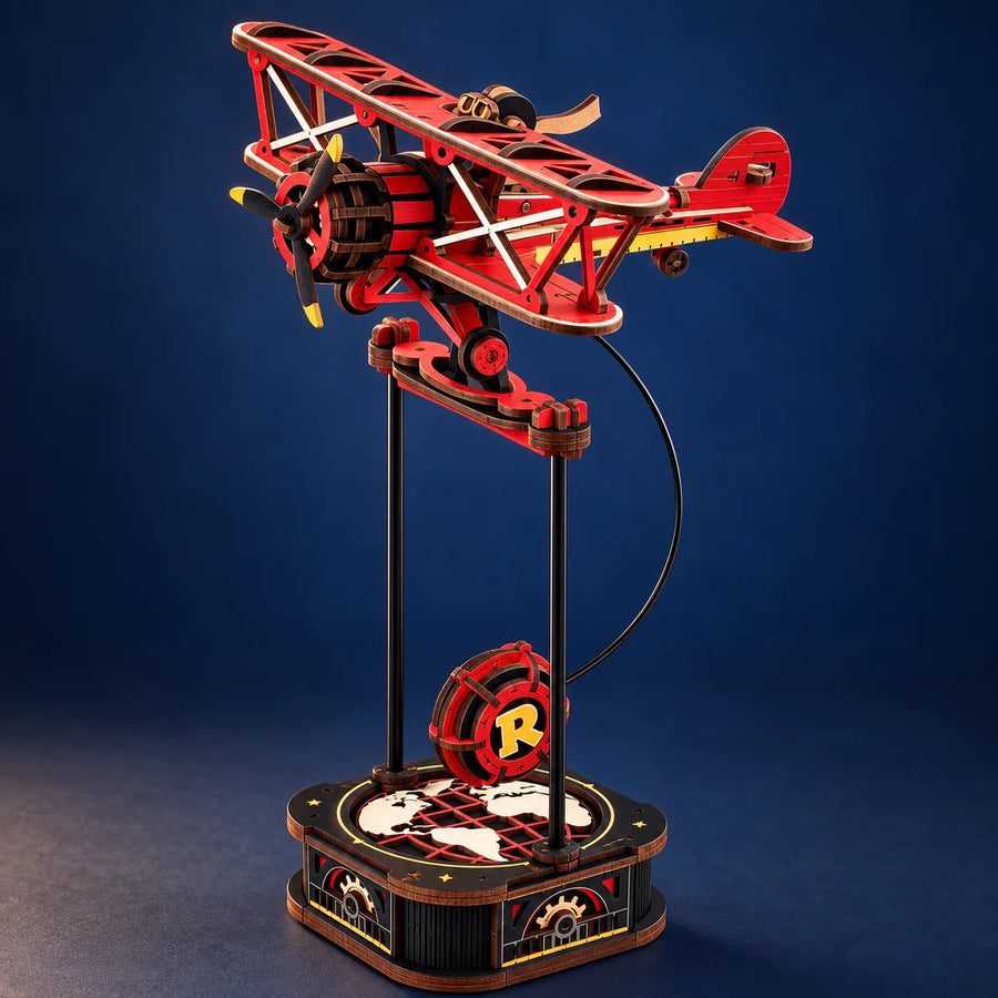 Maquette Mécanique en Bois — L'Aviateur à Balancier