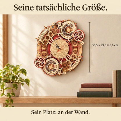 Steampunk-Wanduhr im Regal